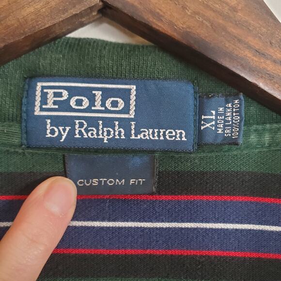 Vintage 90s Polo Ralph Lauren Striped Crop Top Green XL - Picture 8 of 9